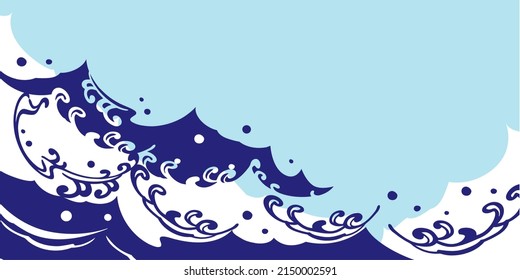 Wave Japanese style illustration background