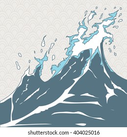 Wave in Japanese style vector illustration