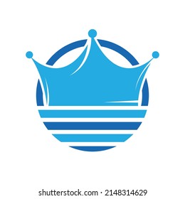 Wave king vector logo design. Water sea waves and crown vector design.	