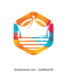 Wave king vector logo design. Water sea waves and crown vector design.	