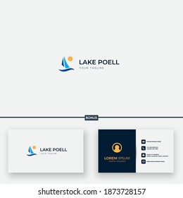 Wave Lake and sail logo yacht logo simple