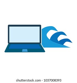Wave Laptop Logo Icon Design