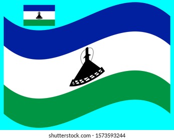 Wave Lesotho Flag Vector illustration Eps 10