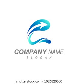 Wave Letter C With Arrow Business Logo Template