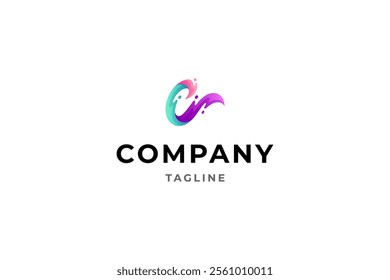 Wave letter C creative logo concept
