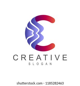 wave letter c logo design