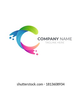 Wave letter C logo. Modern initial letter C business logo template
