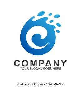 Wave Letter C Logo Vector, Ocean Logo, Flow Waves Logo