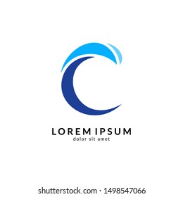 Wave letter c logo vector, c letter mark, initial letter c business name 