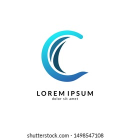 Wave letter c logo vector, c letter mark, initial letter c business name 