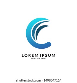 Wave letter c logo vector, c letter mark, initial letter c business name 