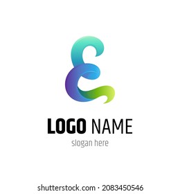 Wave letter E logo in gradient color style