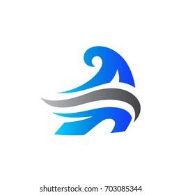 wave letter a initial logo template