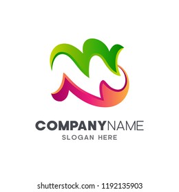 wave letter m logo design