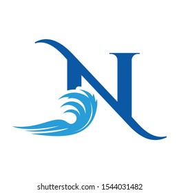 Wave Letter N Logo vector