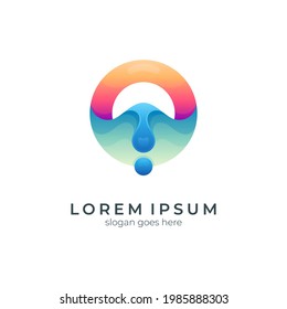 Logo-Konzept "Wave and Letter O"bereit für Vorlage