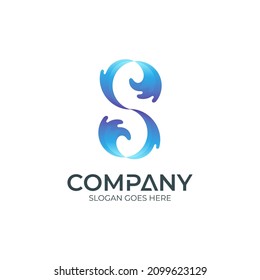wave letter S logo, blue splash logo vector