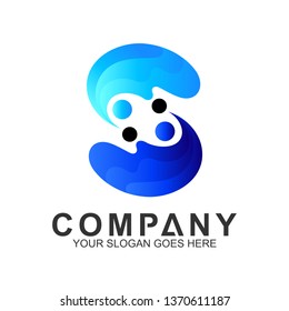 wave letter s logo template