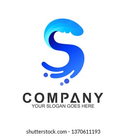 wave letter s logo template