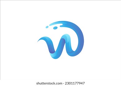 Wave letter W logo design