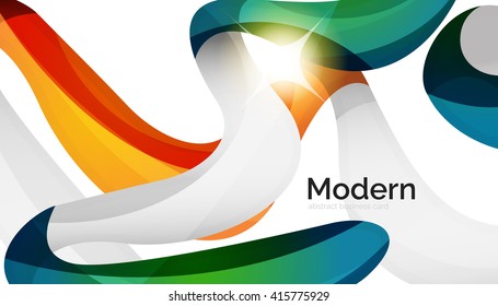 Olear la luz abstracta de fondo - rayas de curva de color y líneas en varios conceptos de movimiento y con efectos de luz y sombra. Pancarta de presentación y conjunto de plantillas de diseño de mensajes de tarjeta de visita.