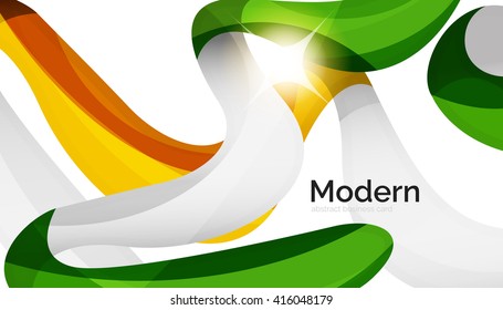 Wave light abstract background- color curve stripes and lines in various motion concepts and with light and shadow effects. Presentation banner and business card message design template set.