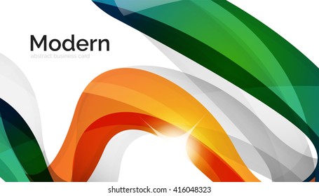Wave light abstract background- color curve stripes and lines in various motion concepts and with light and shadow effects. Presentation banner and business card message design template set.