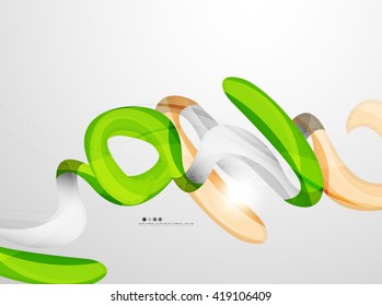 Wave light abstract background- color curve stripes and lines in various motion concepts and with light and shadow effects. Presentation banner and business card message design template set.