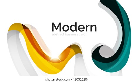Wave light abstract background- color curve stripes and lines in various motion concepts and with light and shadow effects. Presentation banner and business card message design template set.
