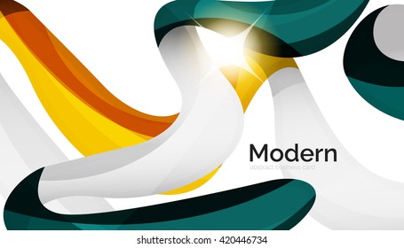 Wave light abstract background- color curve stripes and lines in various motion concepts and with light and shadow effects. Presentation banner and business card message design template set.