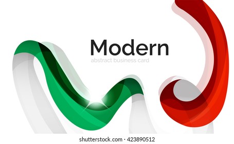 Wave light abstract background- color curve stripes and lines in various motion concepts and with light and shadow effects. Presentation banner and business card message design template set.