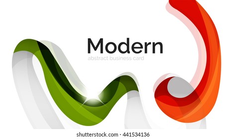 Wave light abstract background- color curve stripes and lines in various motion concepts and with light and shadow effects. Presentation banner and business card message design template set.
