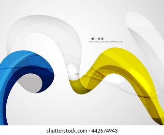 Wave light abstract background- color curve stripes and lines in various motion concepts and with light and shadow effects. Presentation banner and business card message design template set.