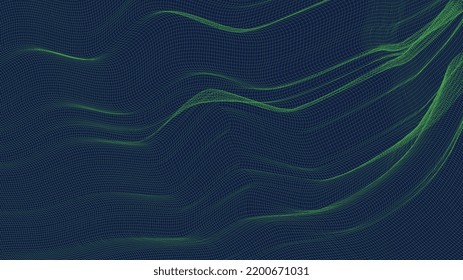 Wave Light, Glowing Lines | Lines Light on a Green Background, Abstract Background, Line Wave Element, Sound Spectrum Equalizer Wallpaper, Vector Futuristic Particle Technology illustration. Vector