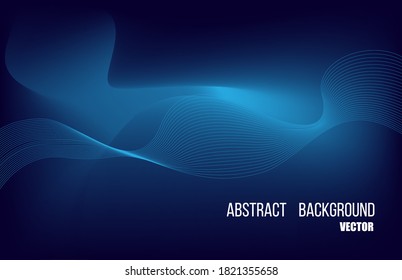 Wave line abstract background concept in blue neon theme.