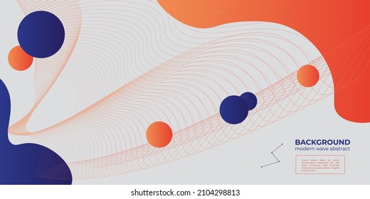 Línea de onda fondo abstracto moderno hipster futurista vector gráfico naranja y azul