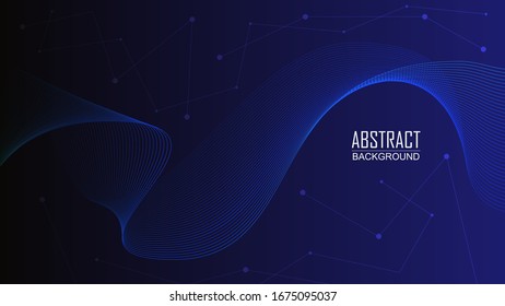 Wave line abstract dark blue gradient vector background