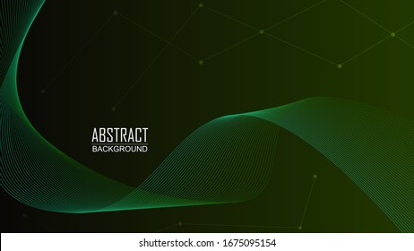 Wave line abstract dark green gradient vector background