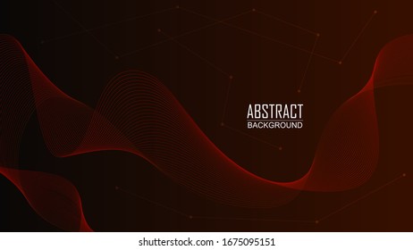 Wave line abstract dark red gradient vector background