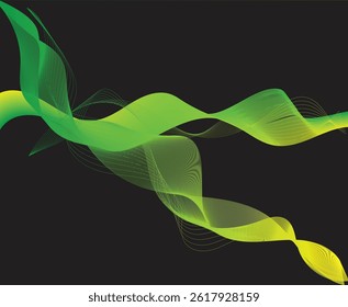 Wave line art , abstract green design with a wavy pattern .Design vector image for graphic design decoration or backdrop design.