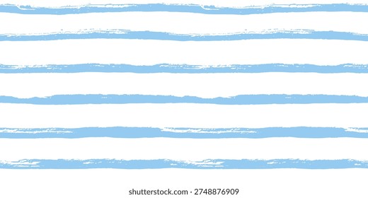 Wave line baby seamless pattern. Blue background with simple rough brush stroke . Vector repeat pattern with blue strikes. Sea or ocean waves seamless bg with handmade design.