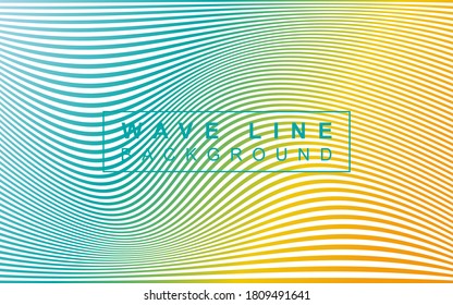 Wave line background design. Using gradient blue, green and yellow color. Suitable for supporting content of power point background, event background, etc