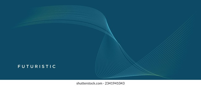 Fondo de línea de onda .Elemento de línea de onda de flujo moderno. Concepto de tecnología futurista. Diseño de plantilla horizontal. Ilustración del vector