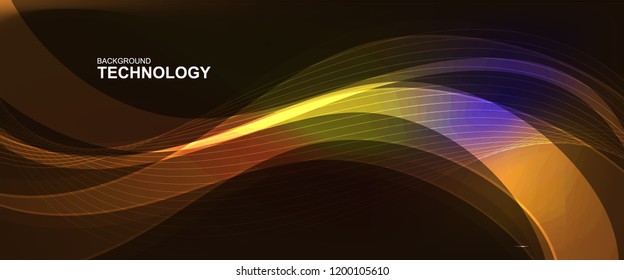 wave line background with smooth shape. Beautiful waving line in blue background color. Horizontal banner template. Abstract futuristic template. Technology wallpaper with vibrant color.