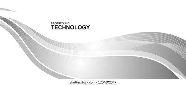 wave line background with smooth shape. Beautiful waving line in blue background color. Horizontal banner template. Abstract futuristic template. Technology wallpaper with chrome color.