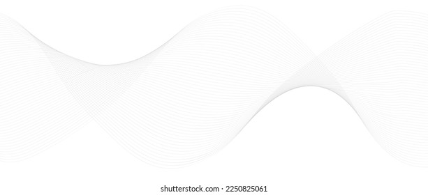 Wave line background with smooth shape. Beautiful wavy line on a white background. Horizontal banner template. Abstract futuristic template. Chrome technological wallpaper.