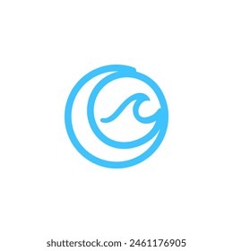 logotipo de círculo de línea de onda, estilo de arte de línea de diseño