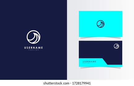 Wave Line Cirle Logo Mark with business card template design for branding identity