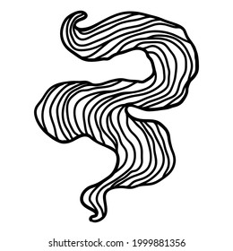 Wave line curl. Monochrome stripes black and white texture. Wavy abstract hair.