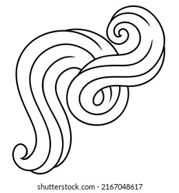 Wave line curl. Monochrome stripes black and white texture.